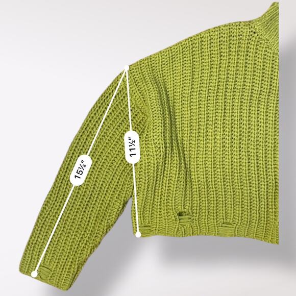 Forever 21 Ribbed Distressed Sweater Womens Size S Olive Green Grunge - Picture 3 of 8